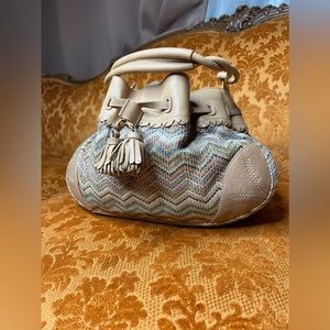 EUC Cole Haan Sarah straw with leather trim bag